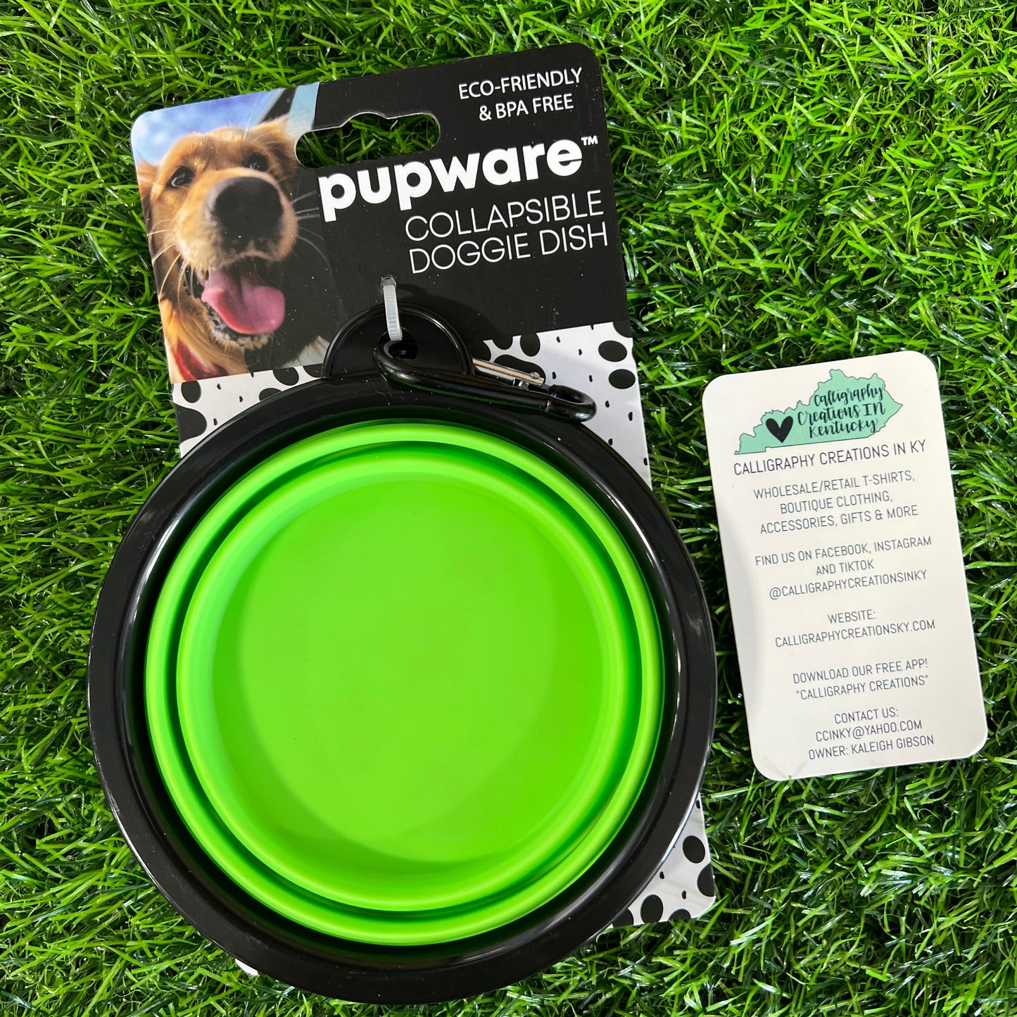 Pupware collapsible doggie dish-green