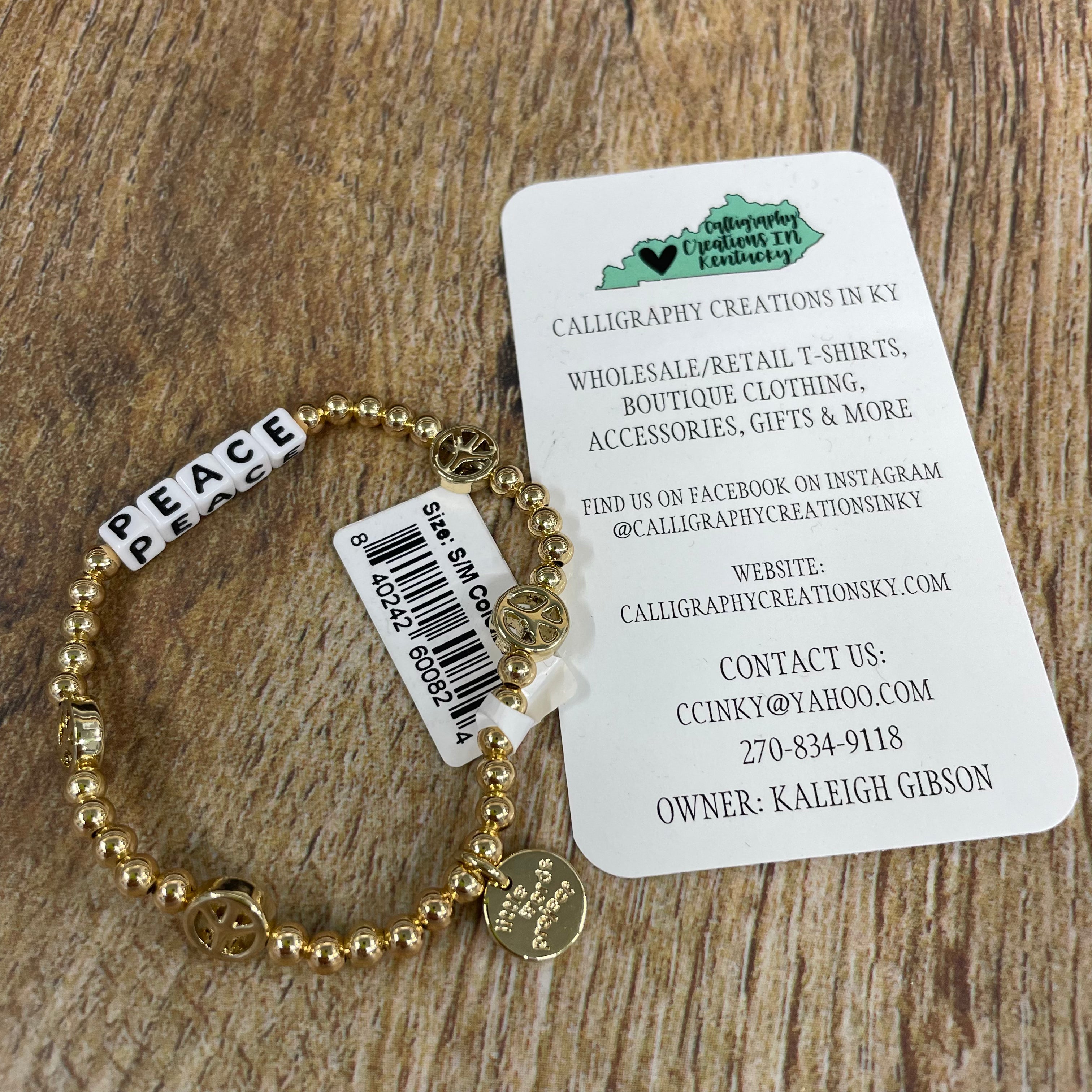 Peace / Gold Plated Little Words Project Beaded Bracelet