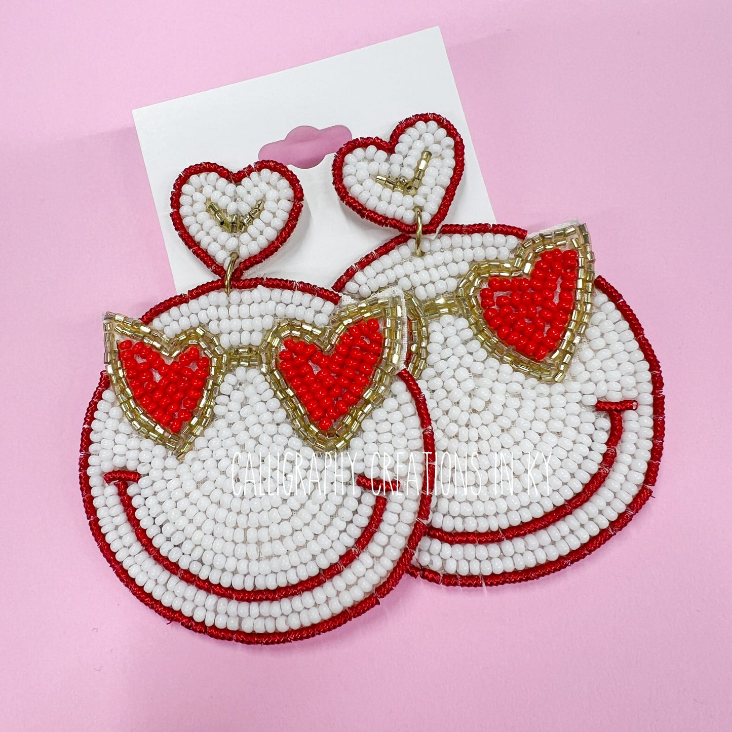 Red/White Happy Love Earrings
