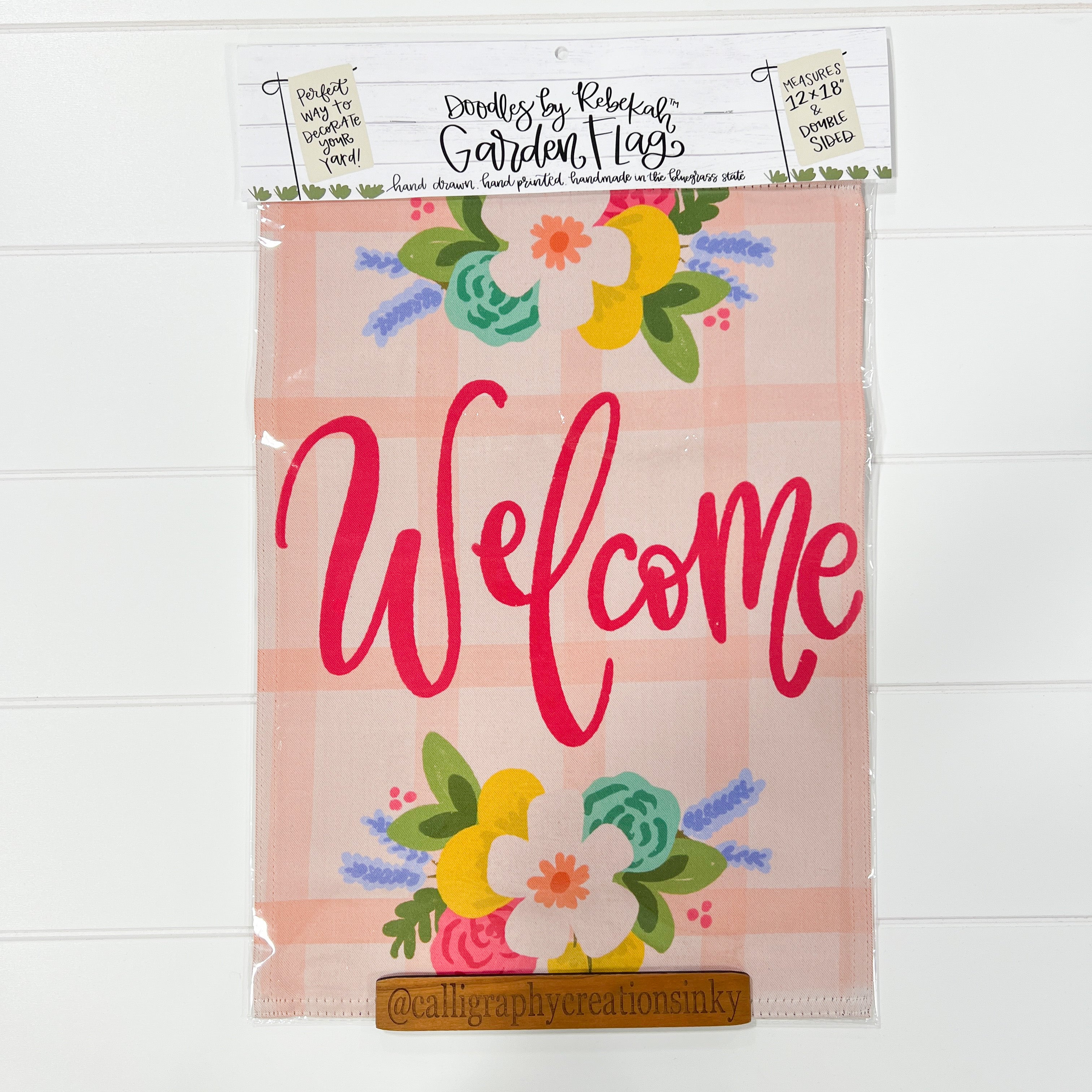 Pink Floral Welcome Garden Flag