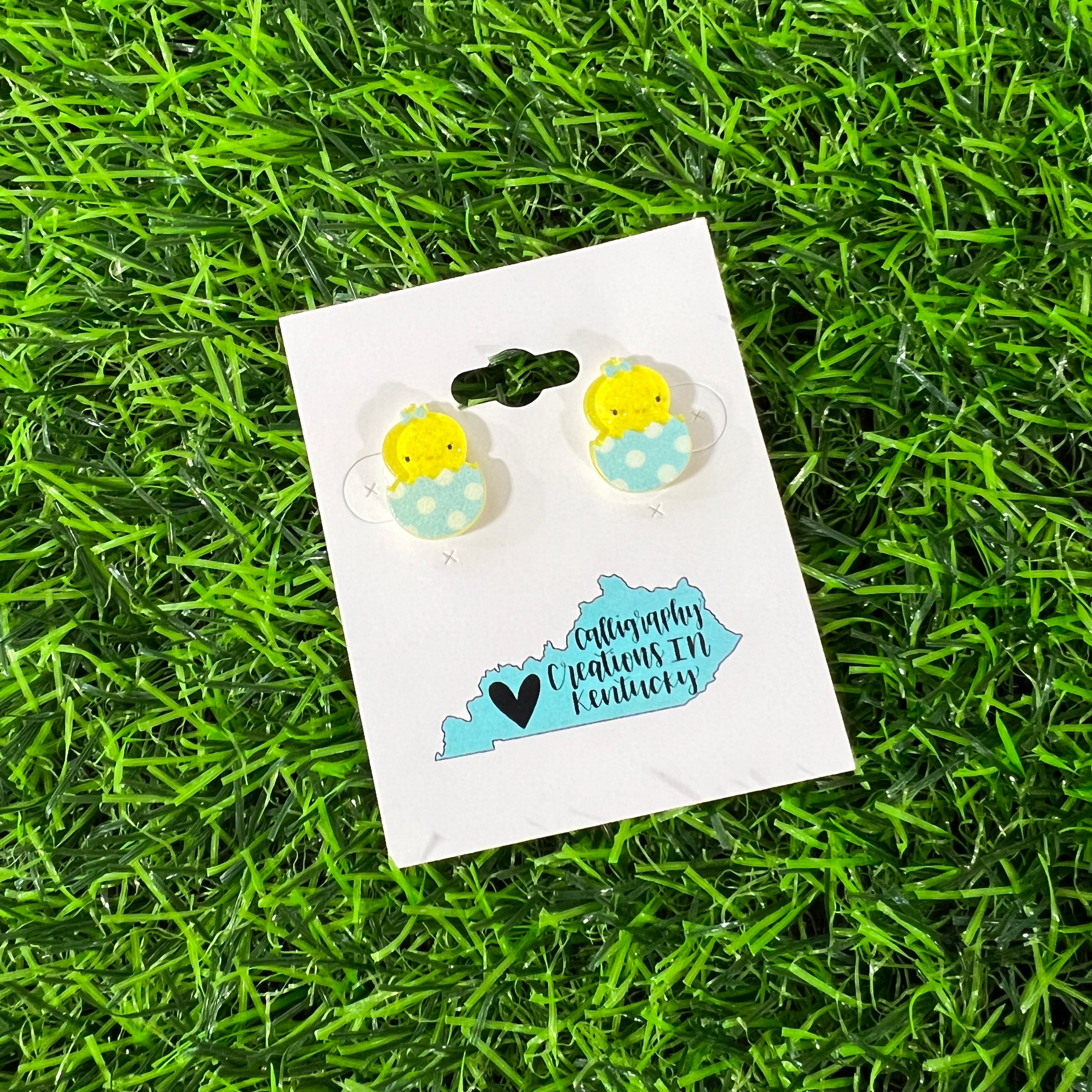 Blue Mini Chick Stud Earrings