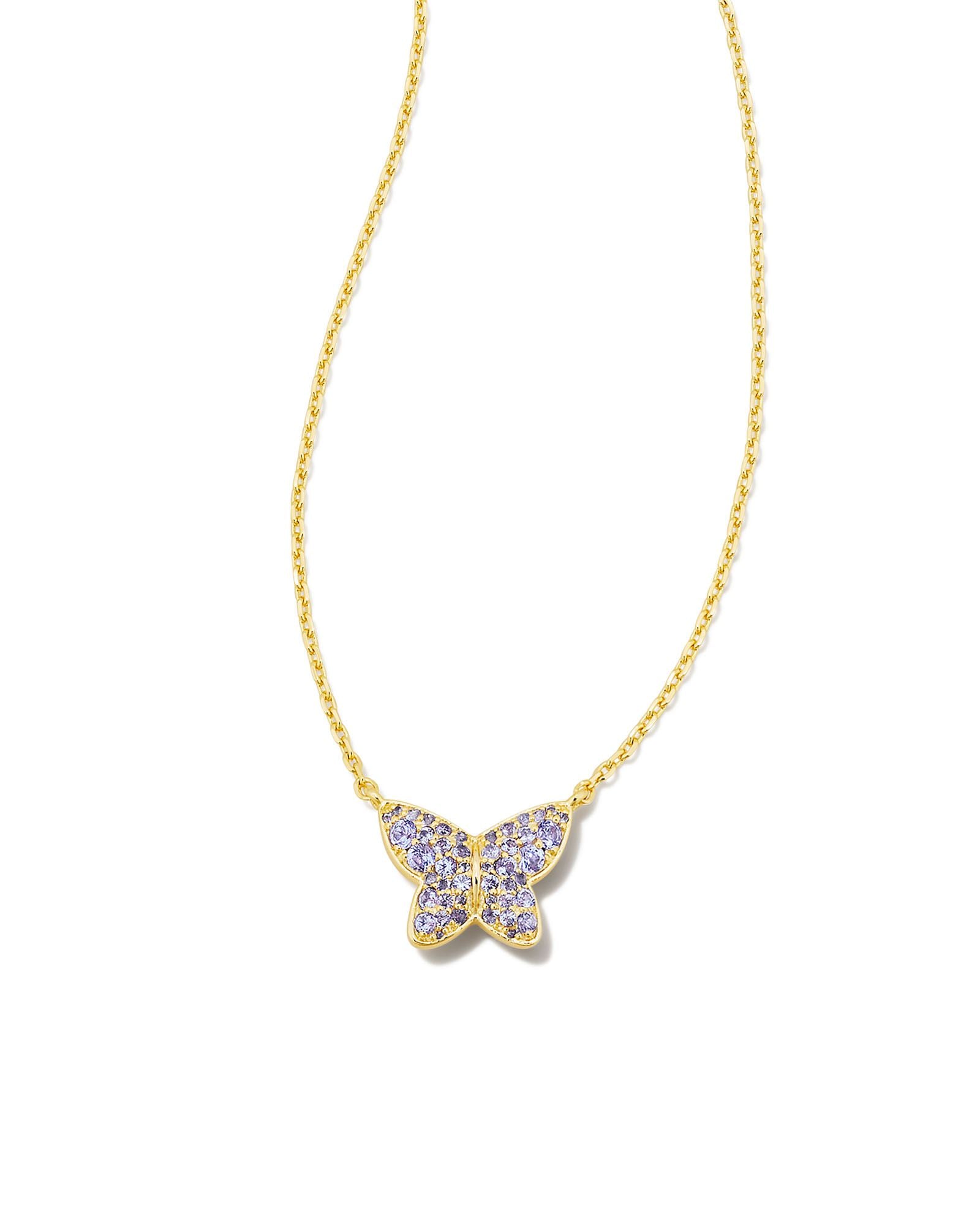 Kendra Scott Lillia Crystal Pendant Necklace - Gold Violet Crystal