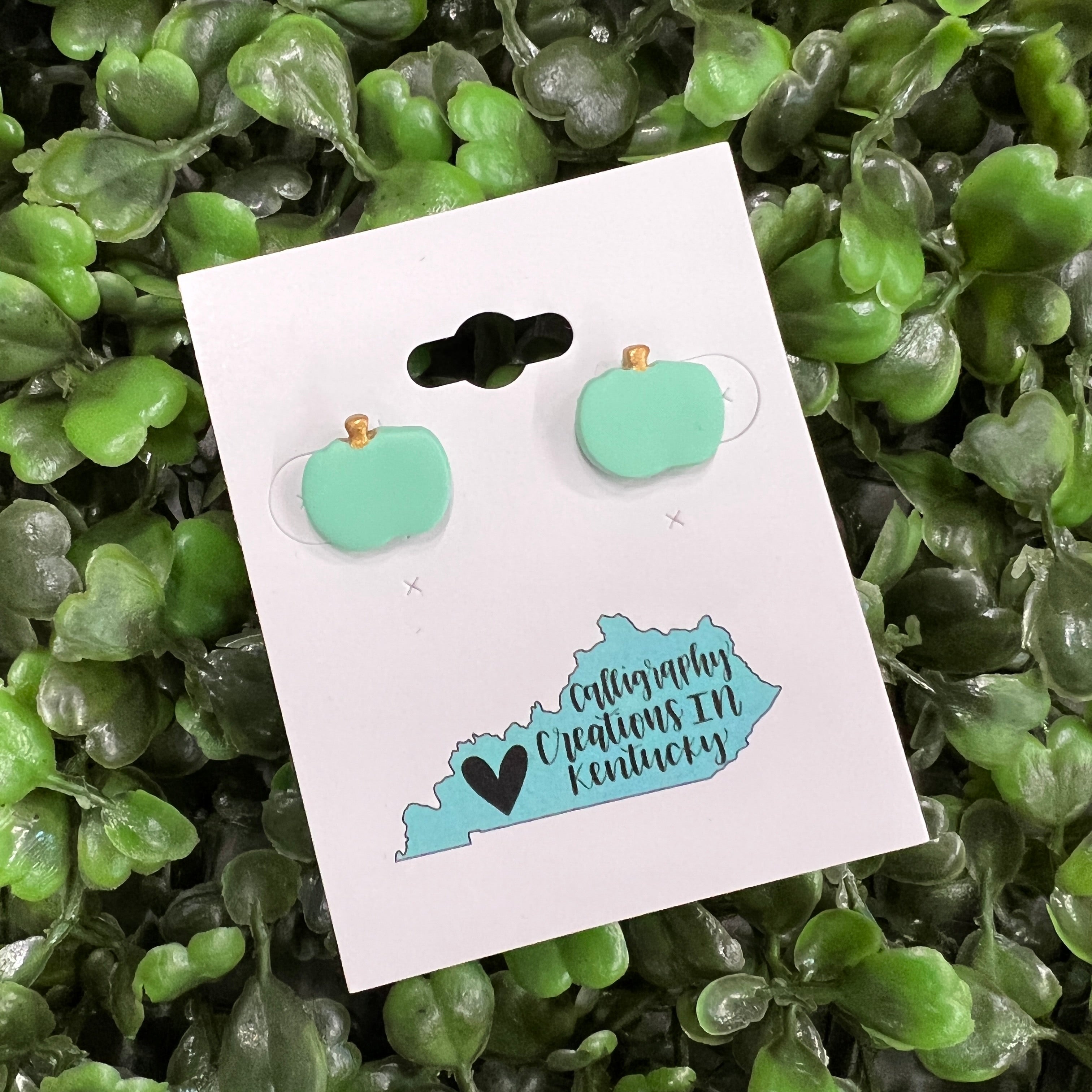 Teal Handmade Clay Pumpkin Earrings *FINAL SALE*