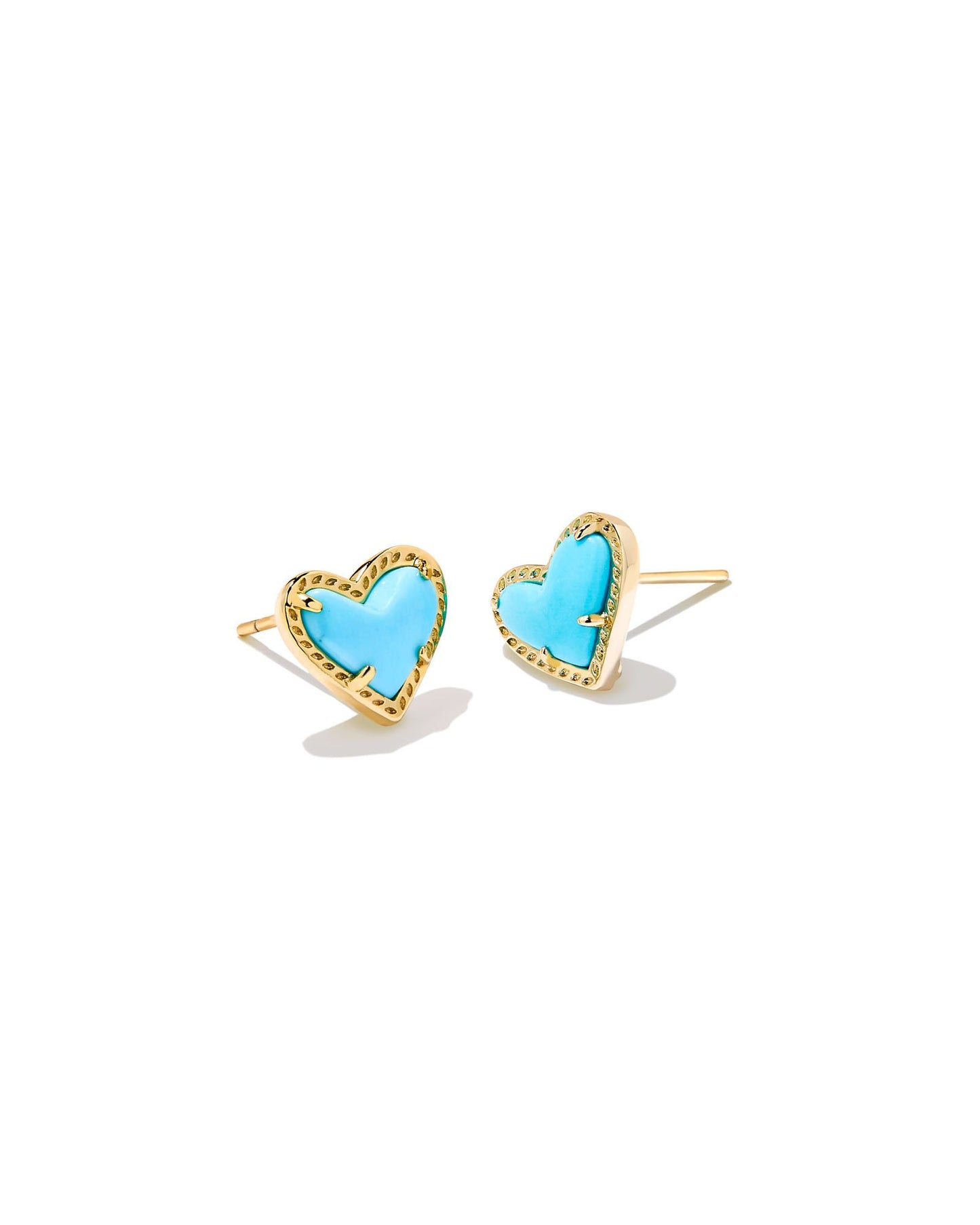 Kendra Scott Ari Heart Stud Earrings - Gold Light Blue Magnesite