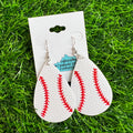 Leather Baseball Teardrop Earrings