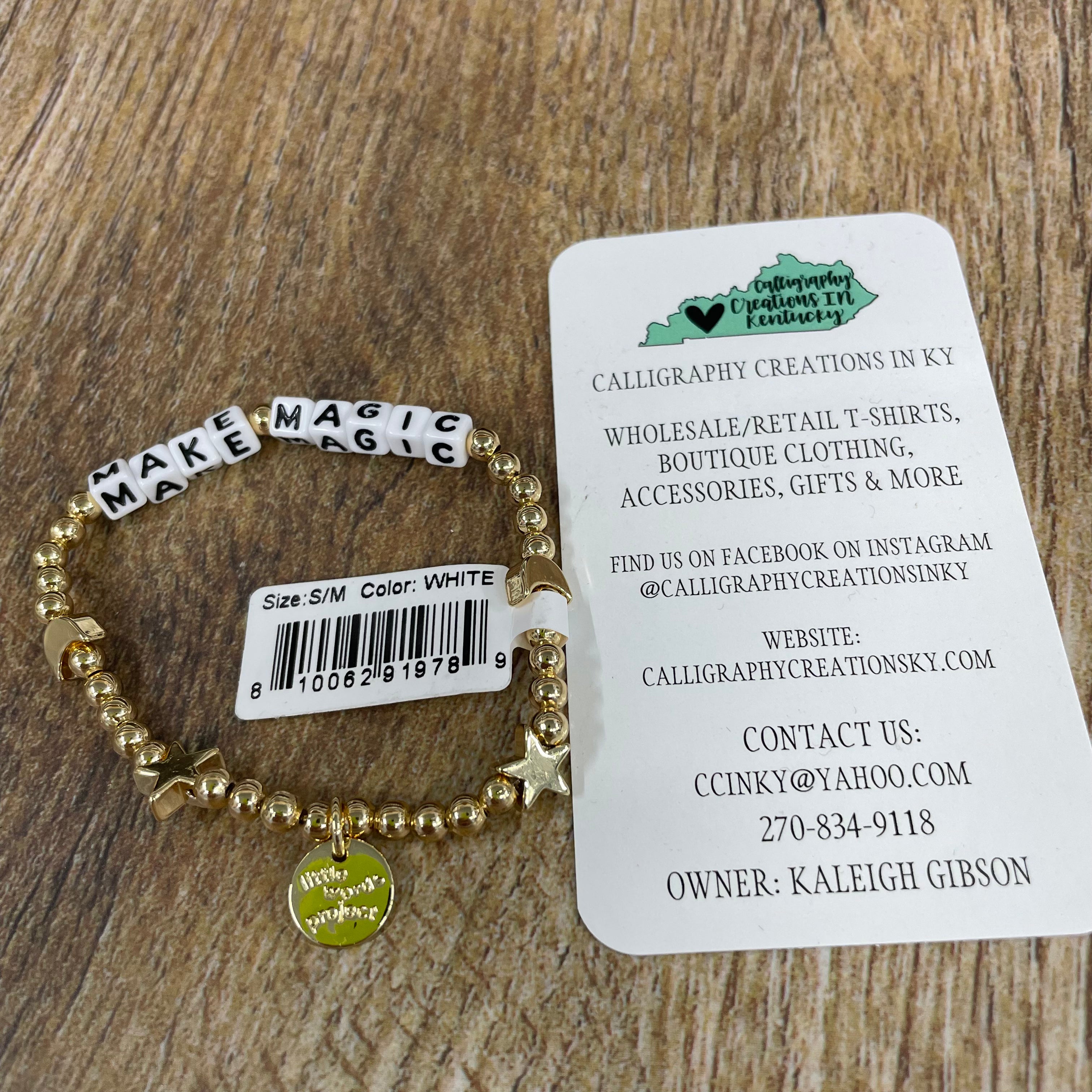 Make Magic/ Gold Plated Little Words Project Beaded Bracelet