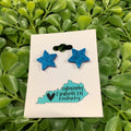 Star Studs-Blue Glitter