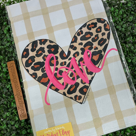 Leopard Heart Garden Flag FINAL SALE