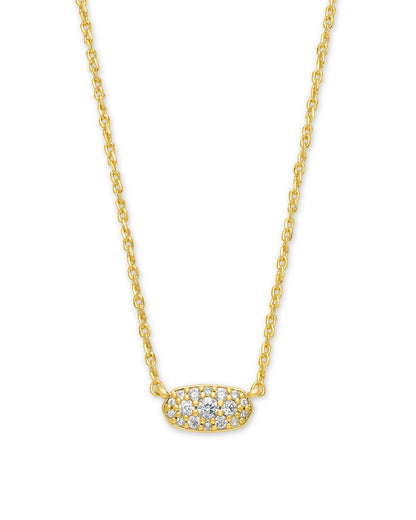 Kendra Scott Grayson Crystal Pendant Necklace - Gold Metal White