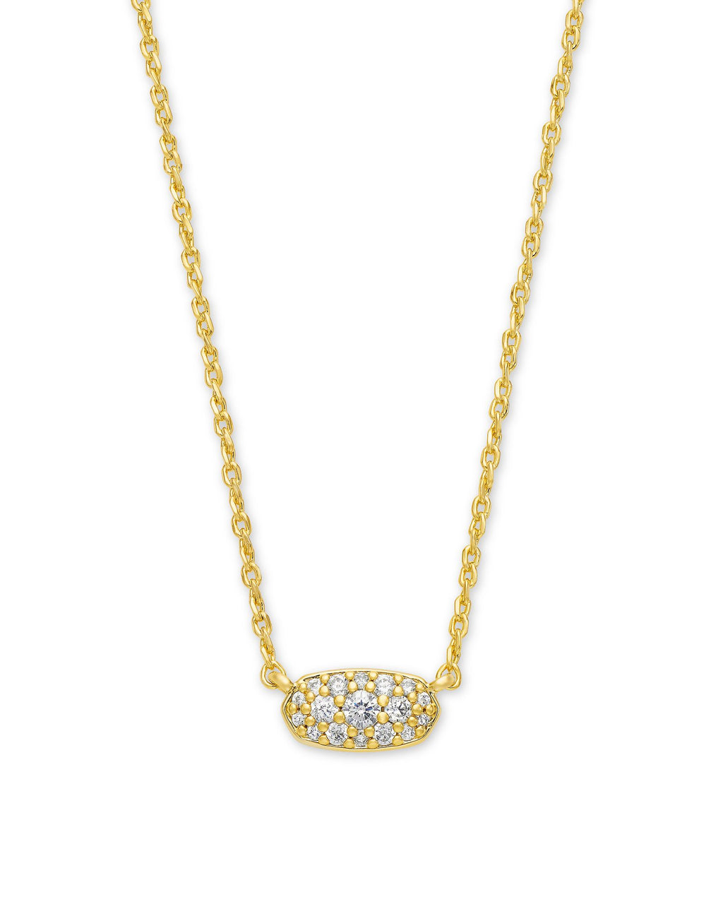 Kendra Scott Grayson Crystal Pendant Necklace - Gold Metal White