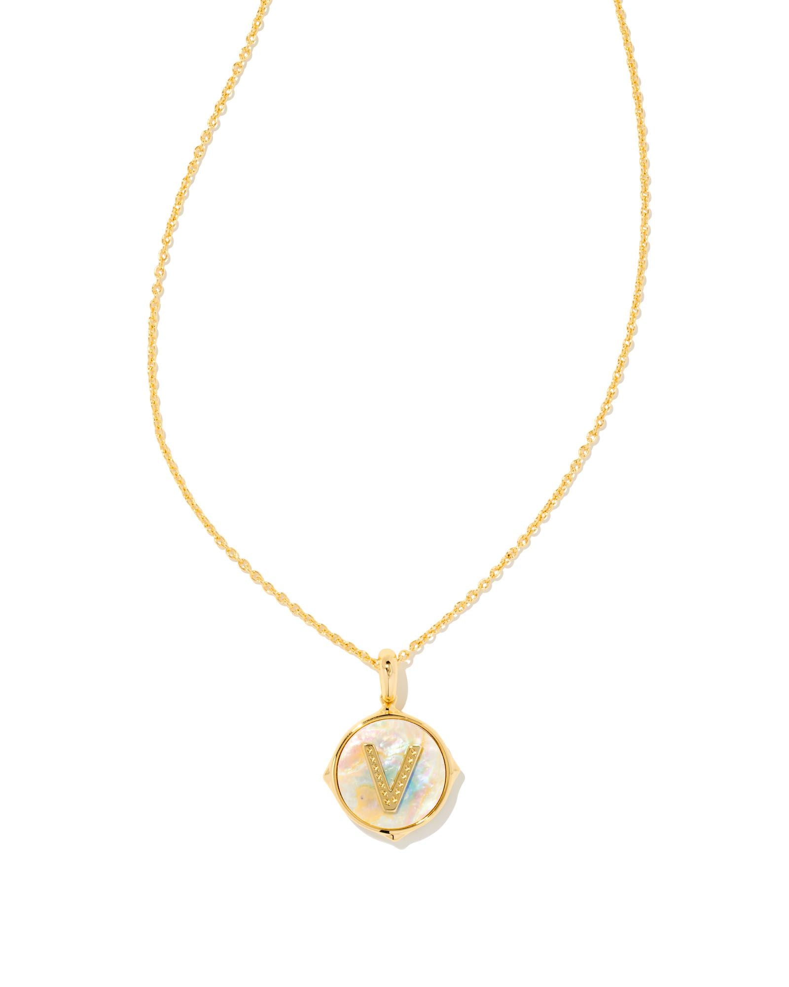 Kendra Scott Letter V Disc Pendant Necklace
