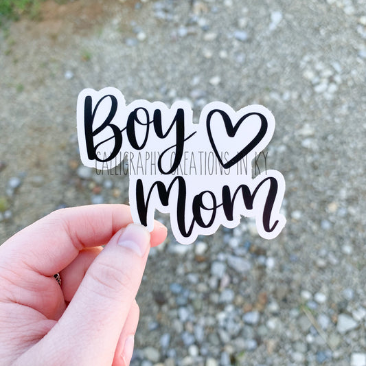 Hand-Lettered Boy Mom Sticker