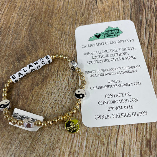 Balance / Gold Plated Little Words Project Beaded Bracelet