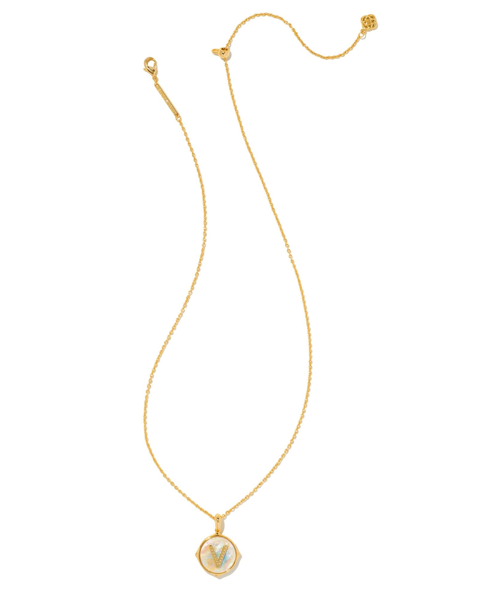 Kendra Scott Letter V Disc Pendant Necklace