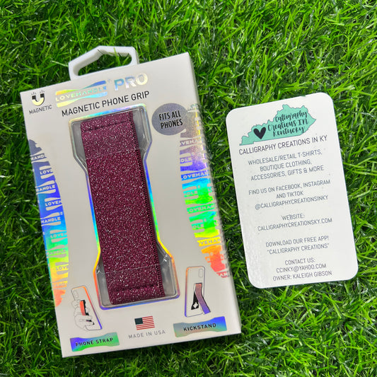Cranberry Glitter LoveHandle Pro Phone Grip FINAL SALE