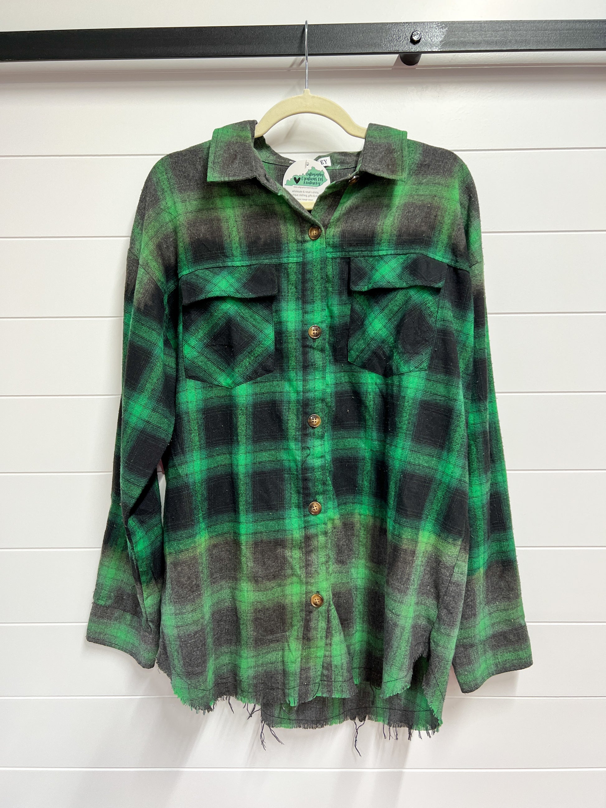 Faded Green Plaid Distressed Flannel – Calligraphy Creations In KY