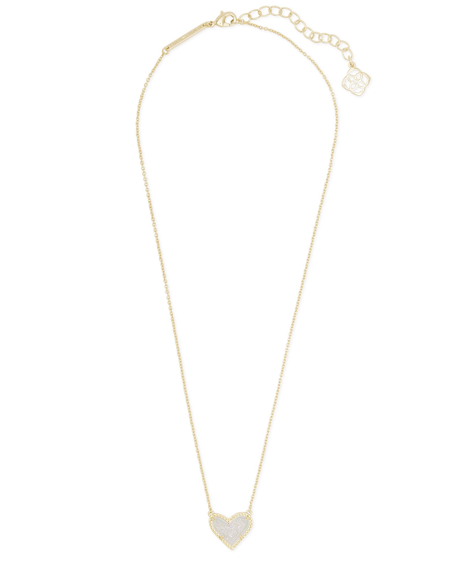 Kendra Scott Ari Heart Pendant Necklace Gold Iridescent Drusy
