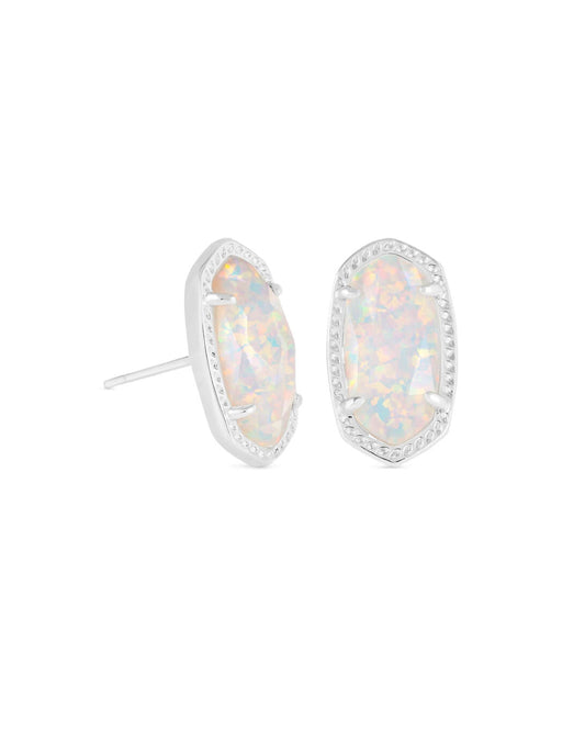 Kendra Scott Ellie Stud Earrings - Rhodium White Opal