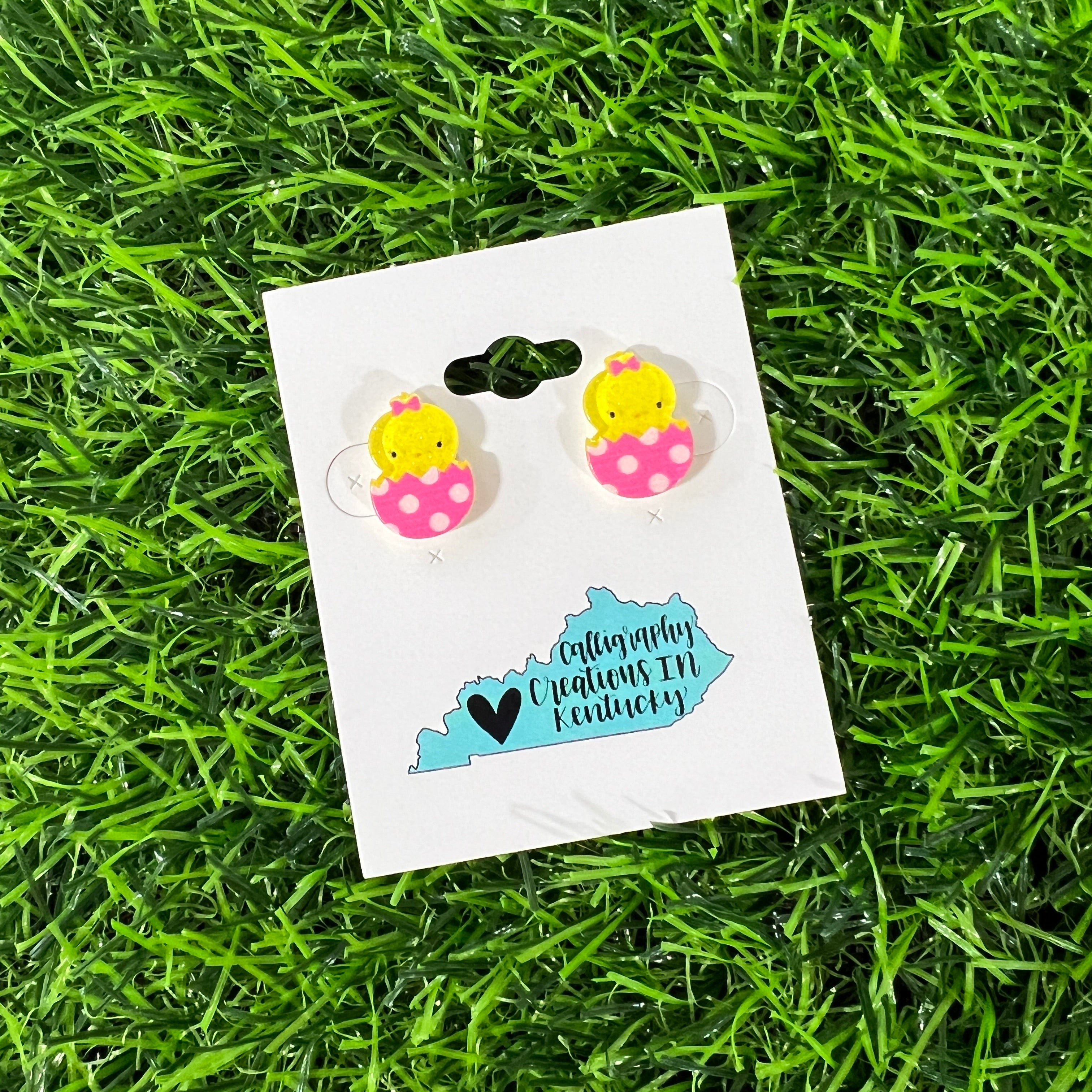 Pink Mini Chick Stud Earrings