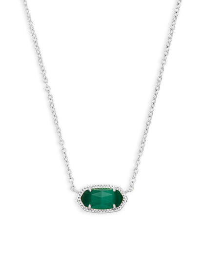 Kendra Scott Elisa Pendant Necklace - Rhodium Emerald Cats Eye