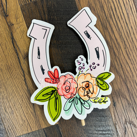 Pink Floral Horseshoe Topper