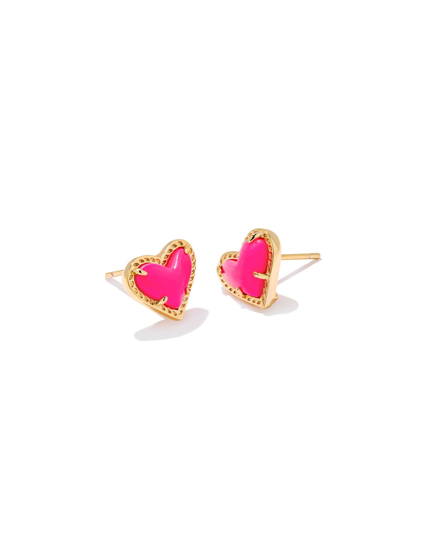 Kendra Scott Ari Heart Stud Earrings - Gold Neon Pink