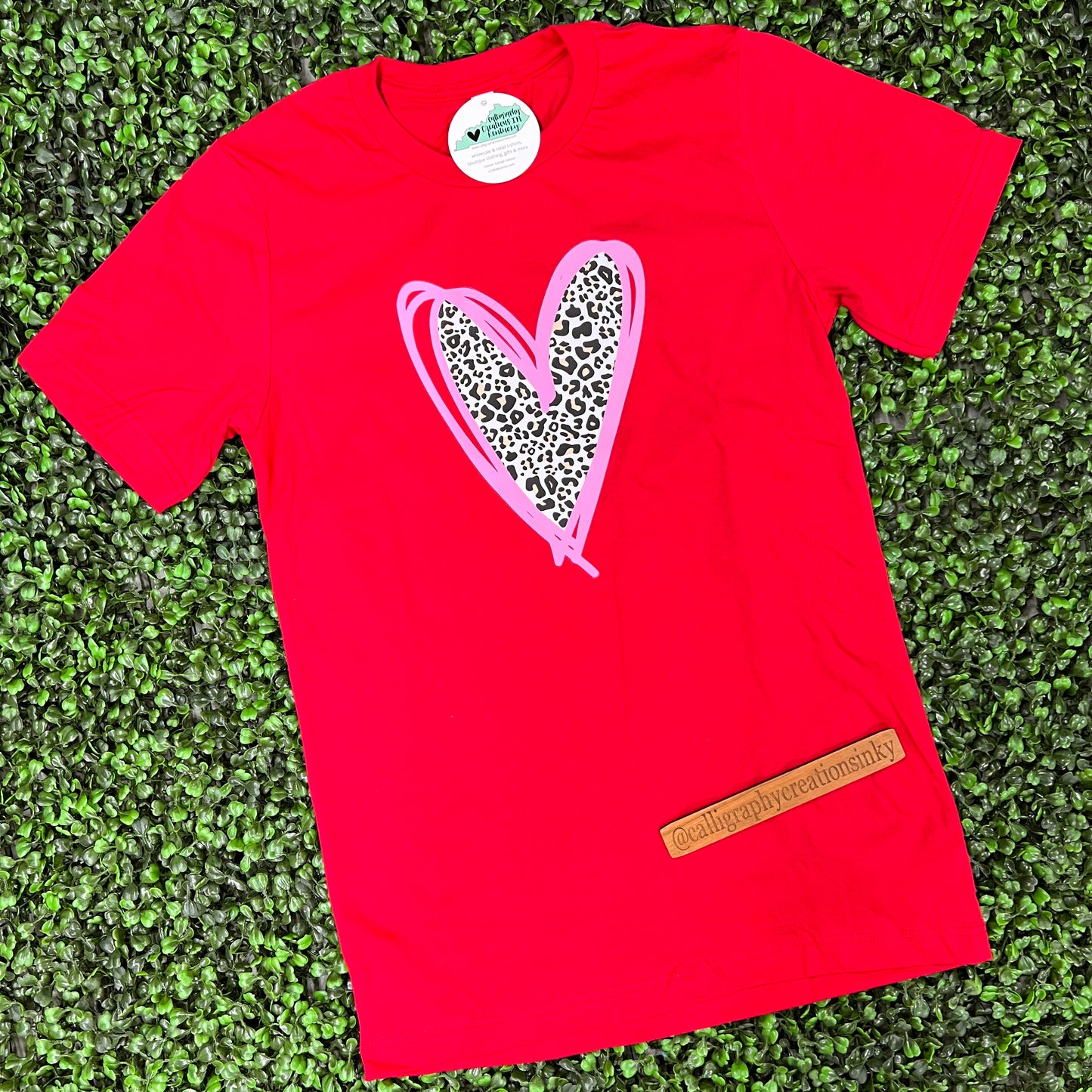 Red/Pink Leopard Heart Tee [RTS]