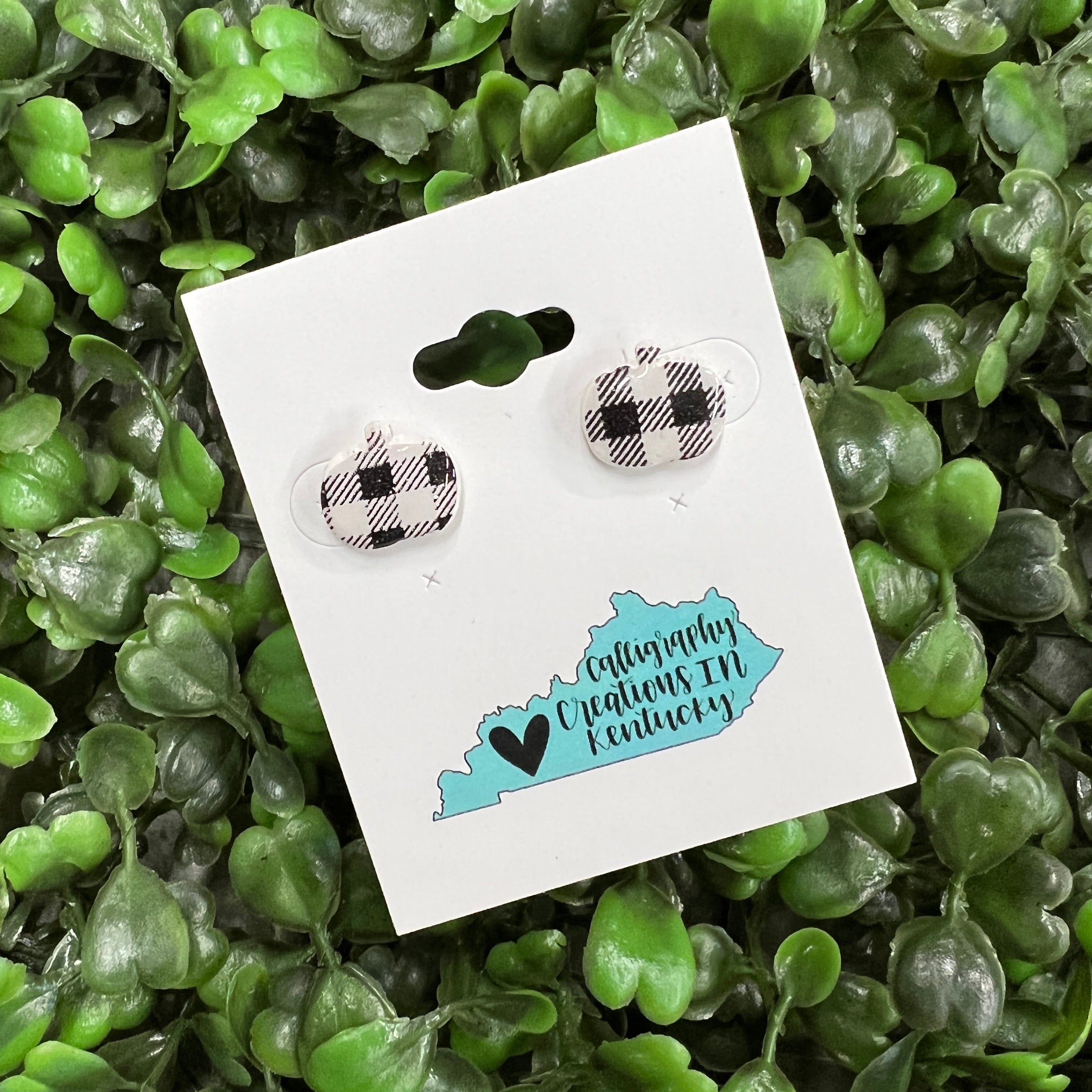 Black Plaid Handmade Clay Pumpkin Earrings *FINAL SALE*