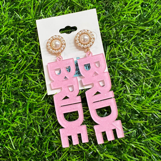 Bride Dangle Earrings • Pink