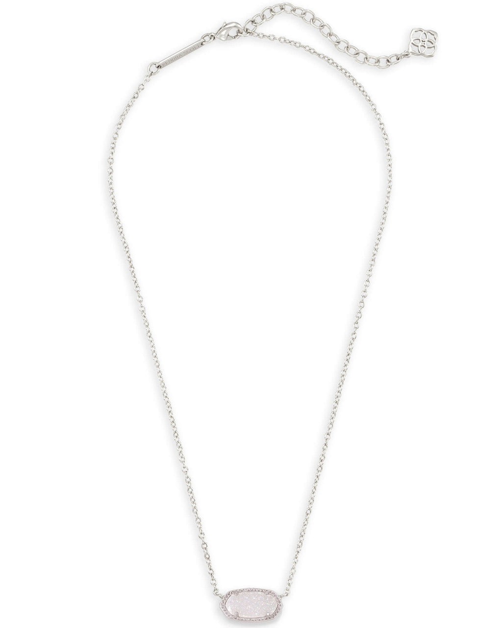 Kendra Scott Elisa Pendant Necklace - Rhodium Iridescent Drusy