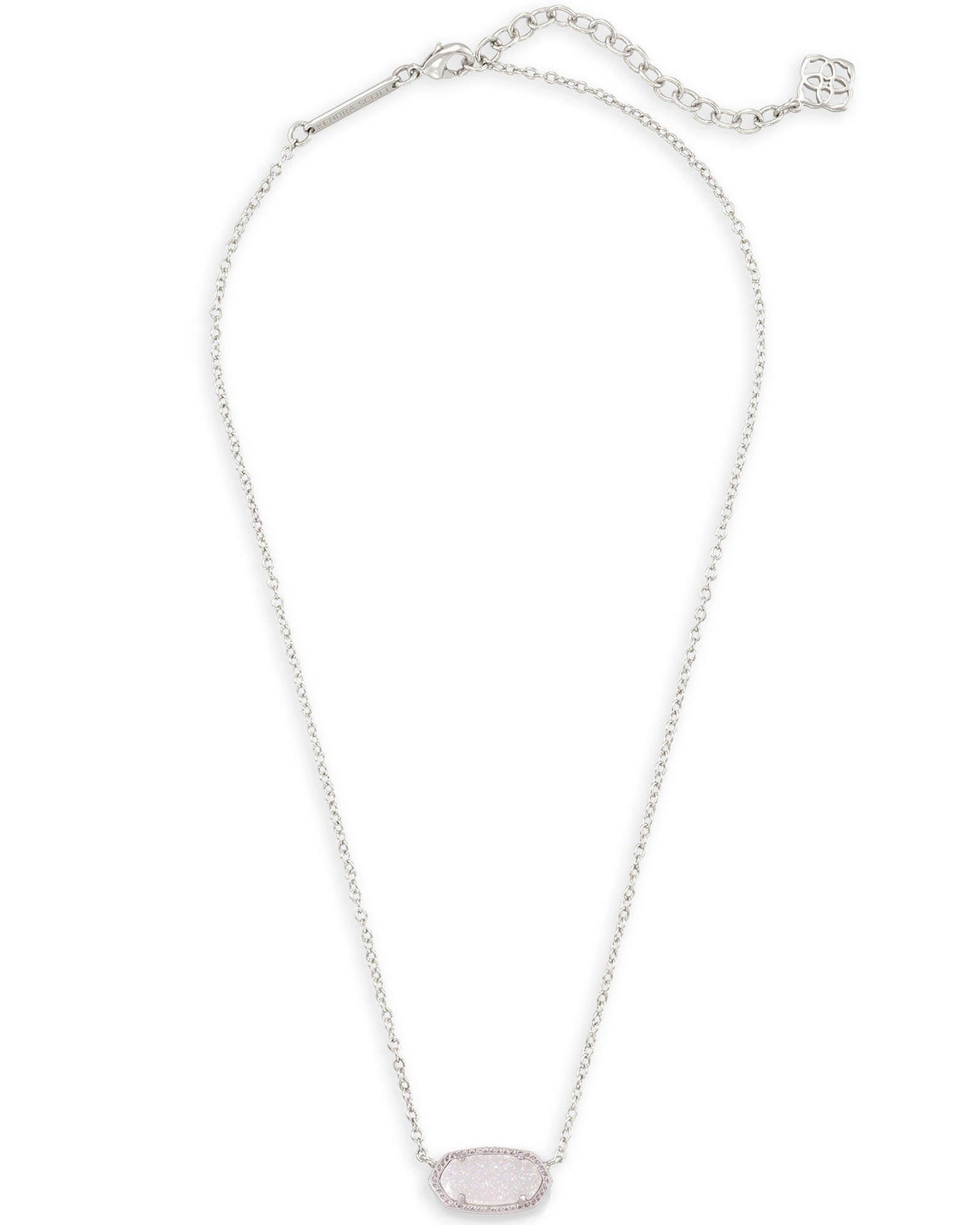 Kendra Scott Elisa Pendant Necklace - Rhodium Iridescent Drusy