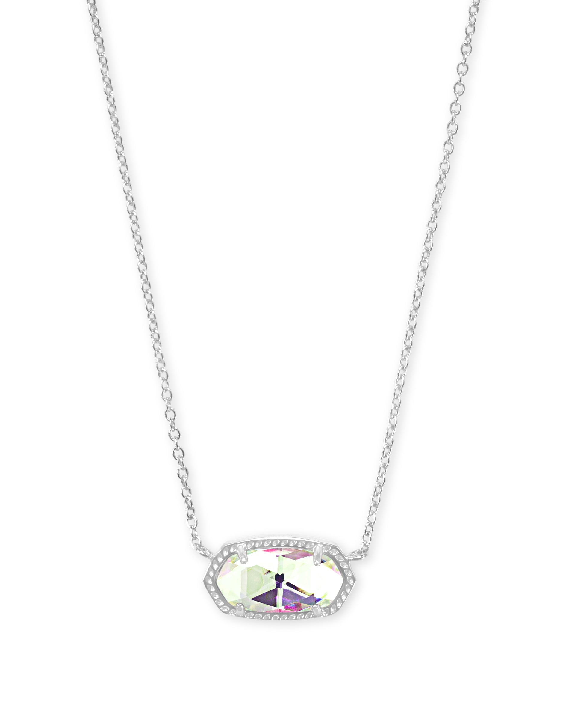 Kendra Scott Elisa Pendant Necklace Rhodium Dichroic Glass