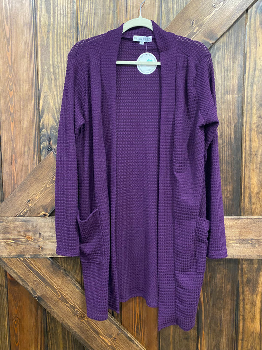 Plum Thin Waffle Cardigan - FINAL SALE