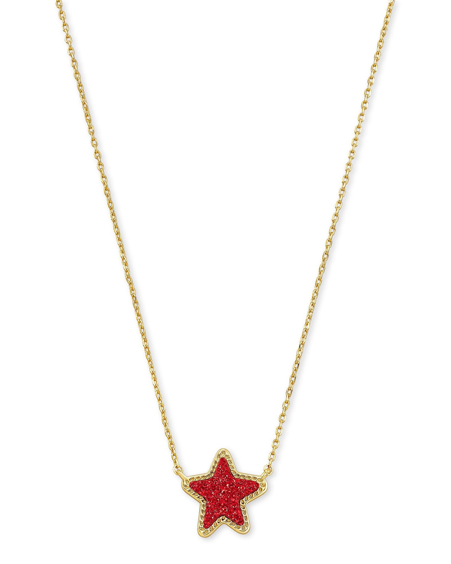 Kendra Scott Jae Star Pendant Necklace Gold Red Drusy