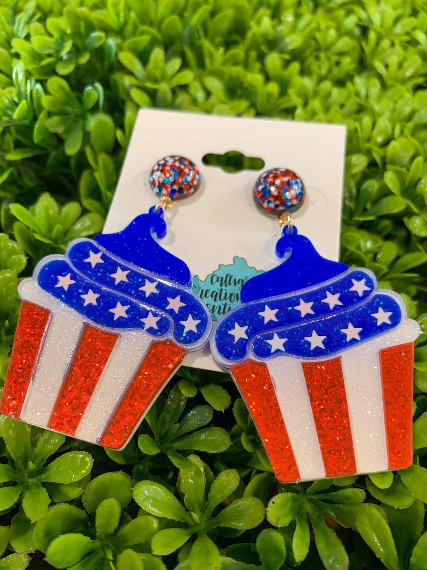 Patriotic Cupcake Earrings