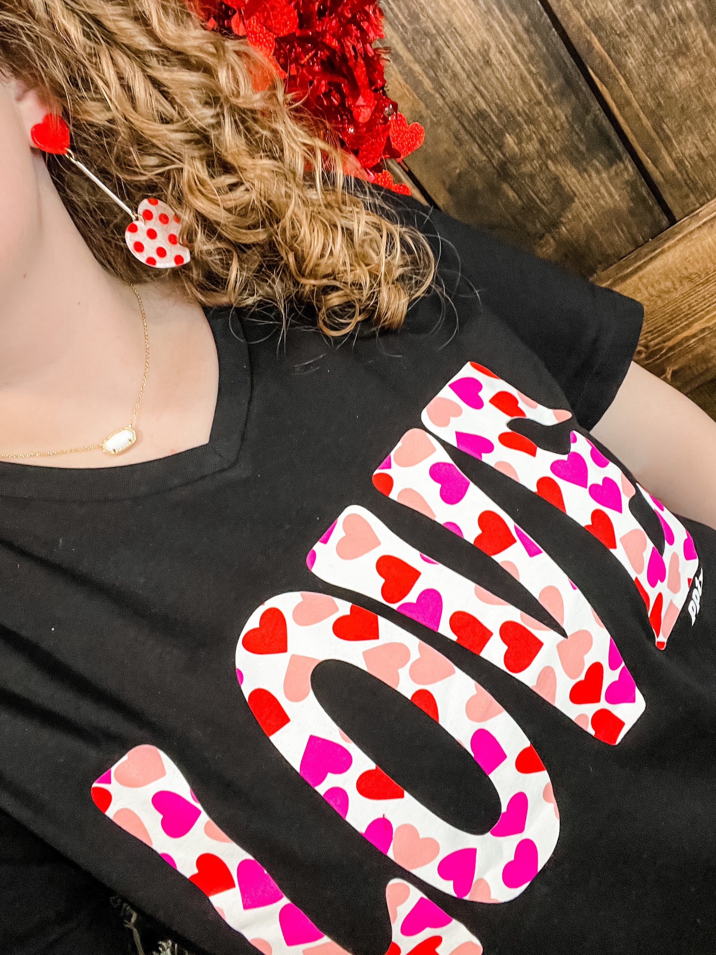 White Dotted Heart Drop Earrings