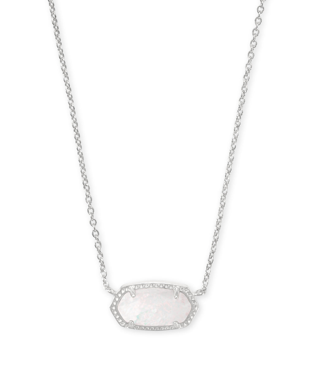 Kendra Scott Elisa Pendant Necklace - Rhodium White Opal