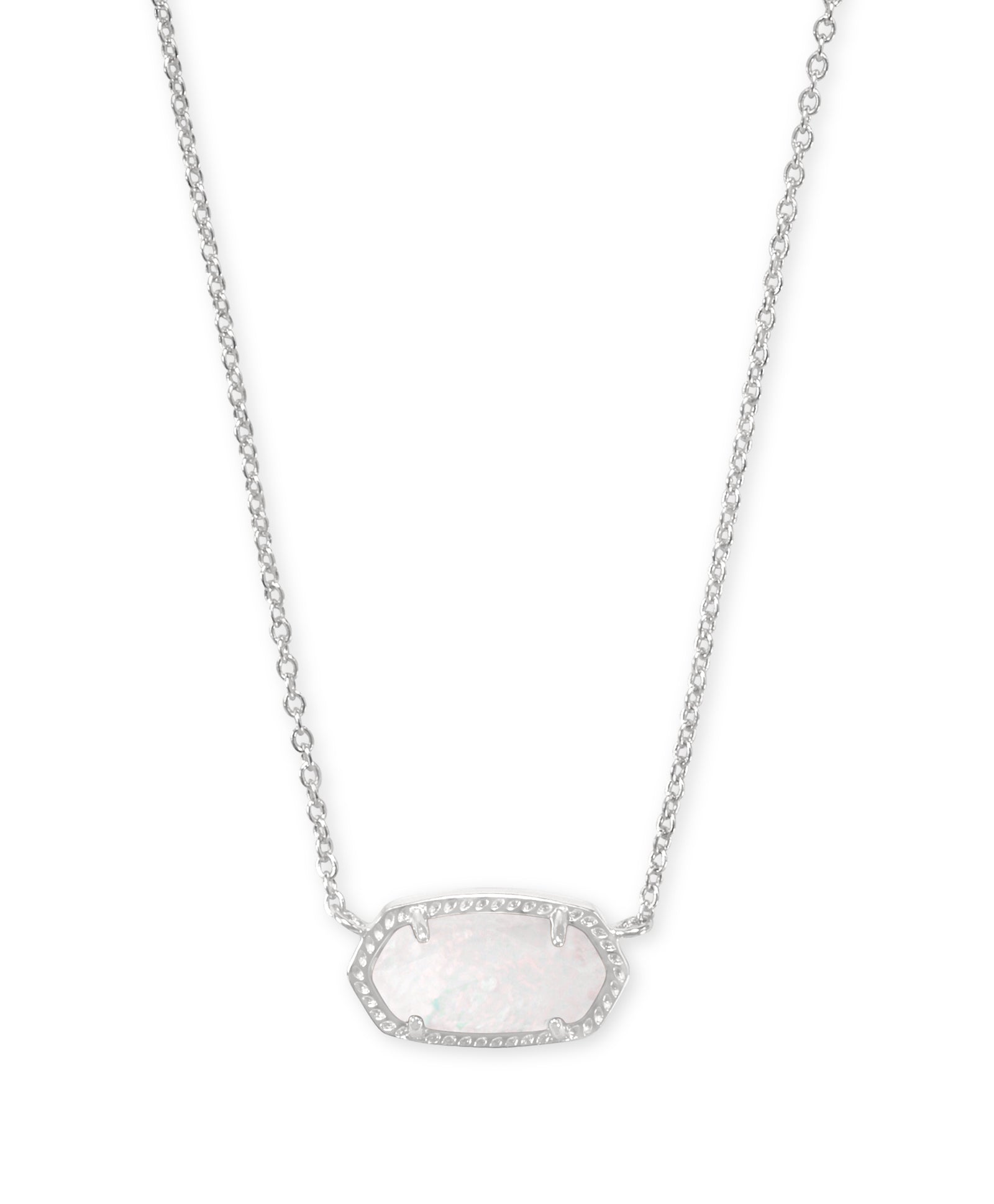 Kendra Scott Elisa Pendant Necklace - Rhodium White Opal