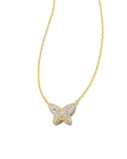 Kendra Scott Lillia Crystal Pendant Necklace - Gold White Crystal