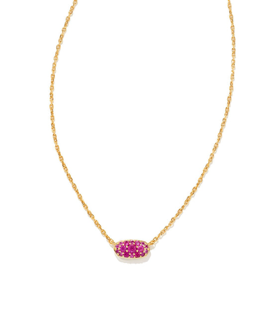Kendra Scott Grayson Crystal Pendant Necklace - Gold Ruby Crystal