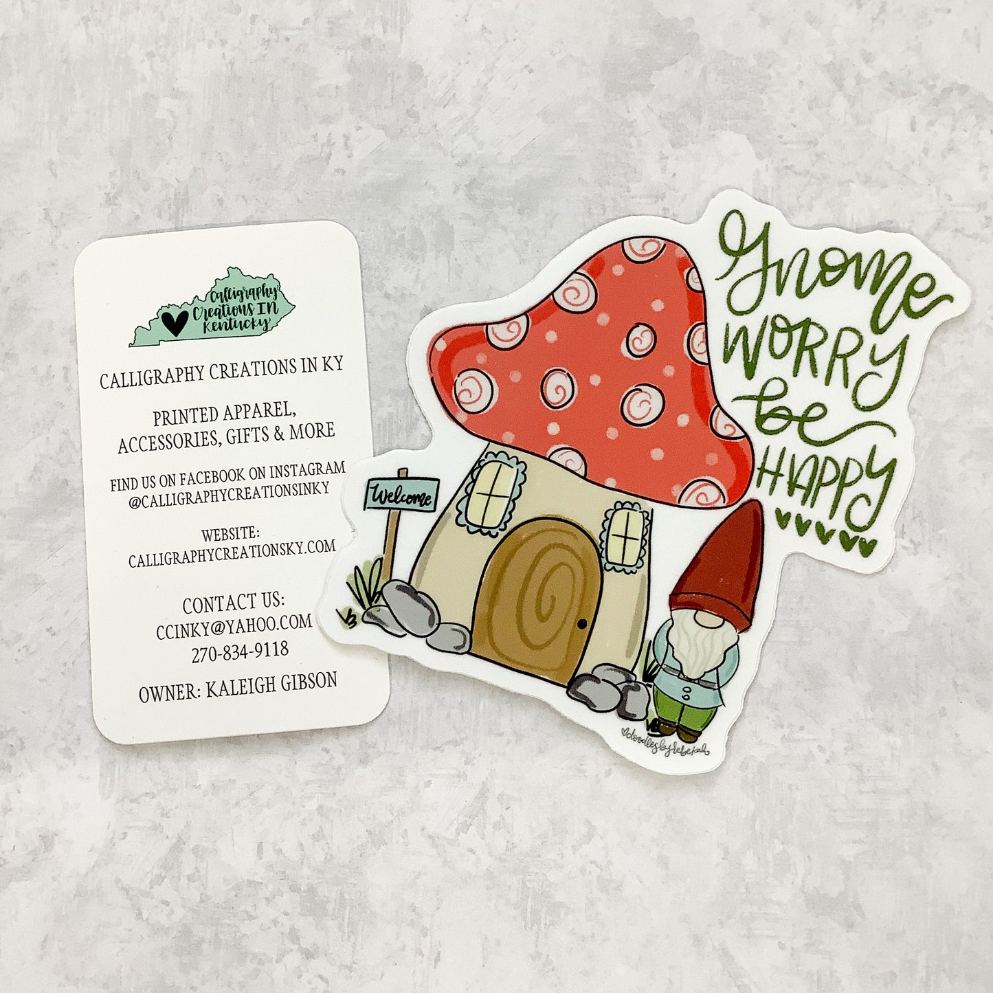 Gnome Worry Be Happy Sticker - Doodles By Rebekah