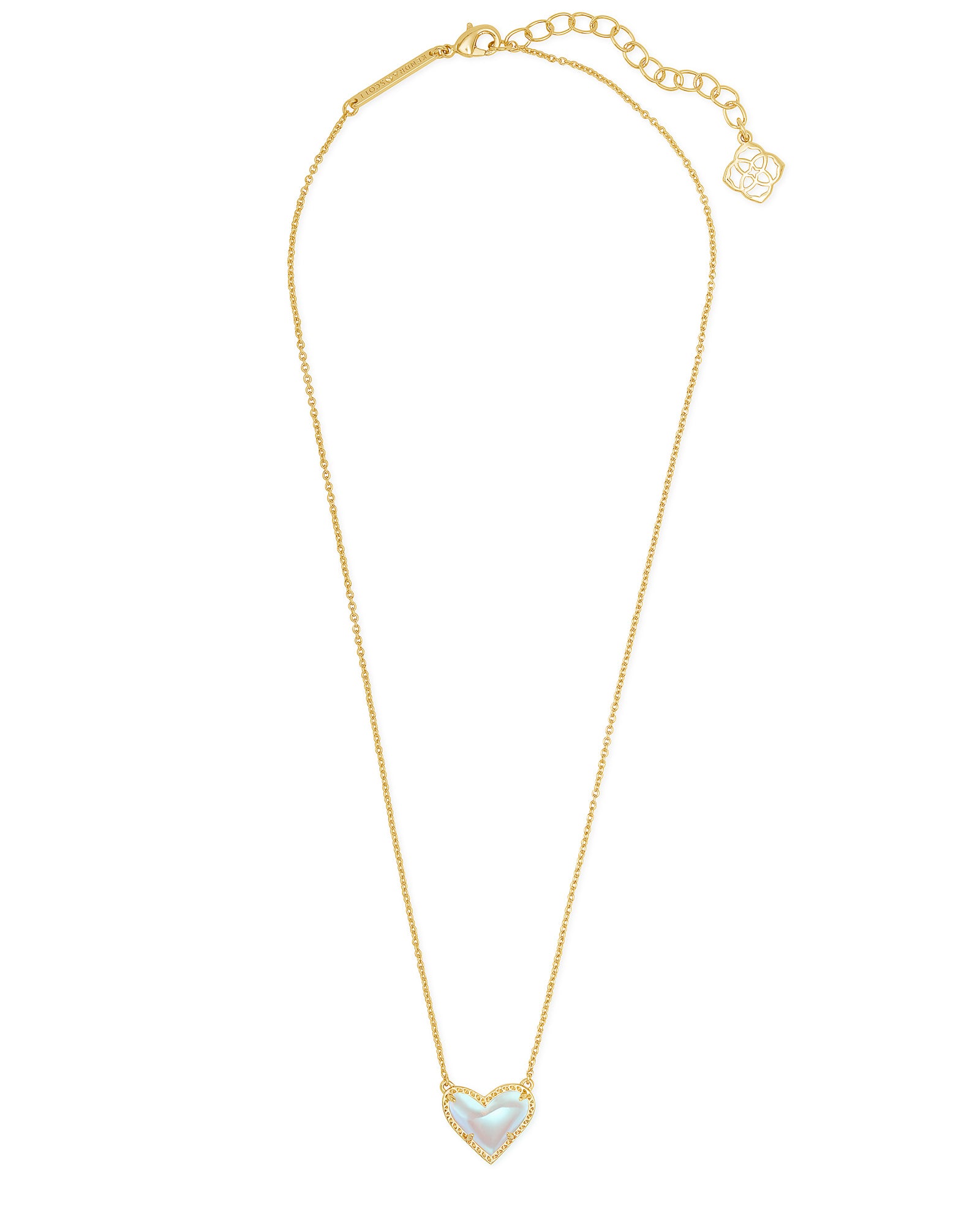 Kendra Scott Ari Heart Short Pendant Necklace - Gold Dichroic Glass