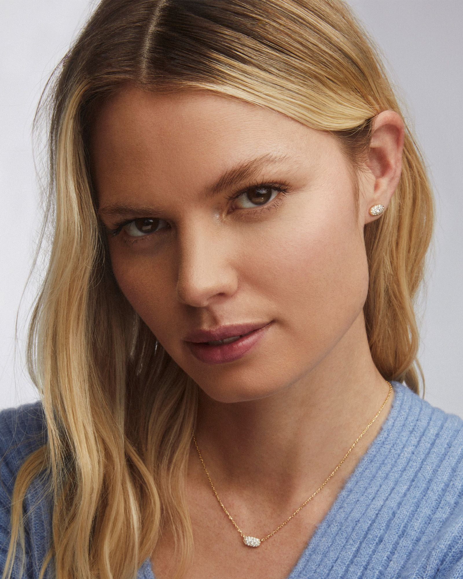 Kendra Scott Grayson Crystal Stud Earrings - Gold Metal White